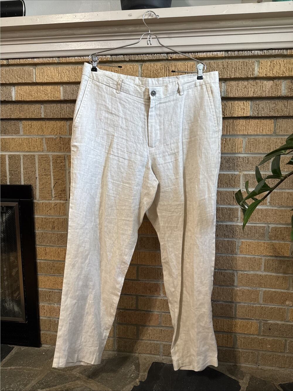 Tasso Elba Island Mens 100% Linen Pants Cream Size 38x32L Coastal Mediterranean